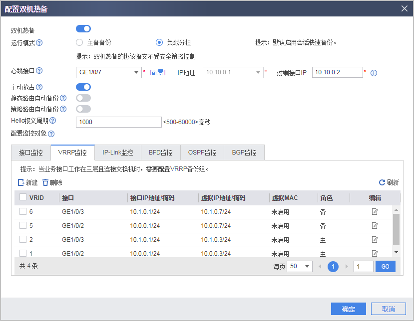 Web举例：防火墙旁挂交换机，交换机静态路由引流的负载分担组网