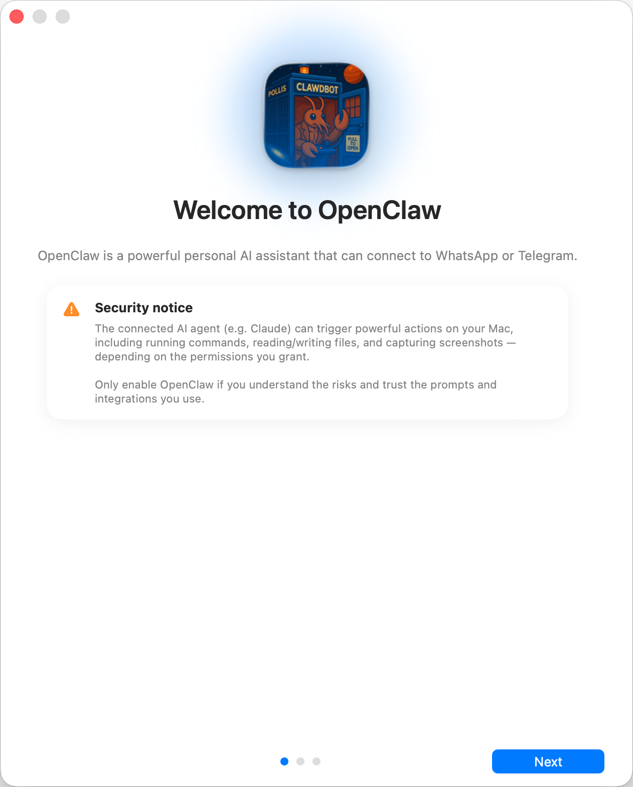 [OpenClaw 文档]快速开始--第一步